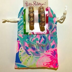 Lilly Pulitzer Via Parigi Hoop Earrings Conchshell Pink New
